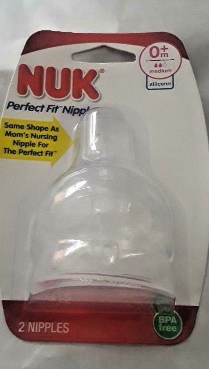 NUK Perfect Fit Nipples,  0+ months, Medium flow,  2 Pack, **BPA Free**