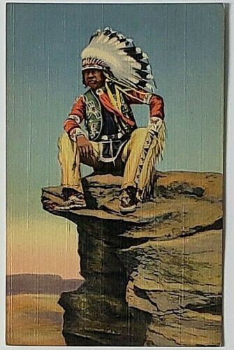 Vintage Postcard Young Indian Scout Curteich 184 c. 1908 - 1928