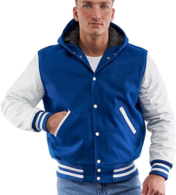 Bright Royal Blue and White Varsity Letterman Jacket (Sale)