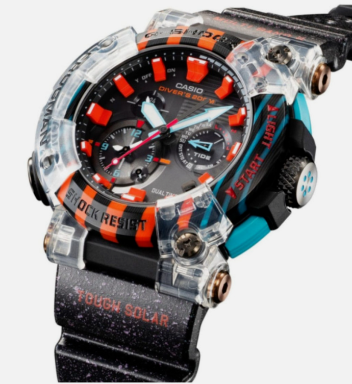Pre-owned Casio G-shock Frogman Black Blue Red Men's Watch Gwf-a1000apf-1a / Free Ship