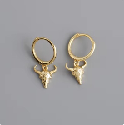 Earrings Bull Huggie Bittar Hoop Ram Head Alexis Gold Head 925 Silver Boho