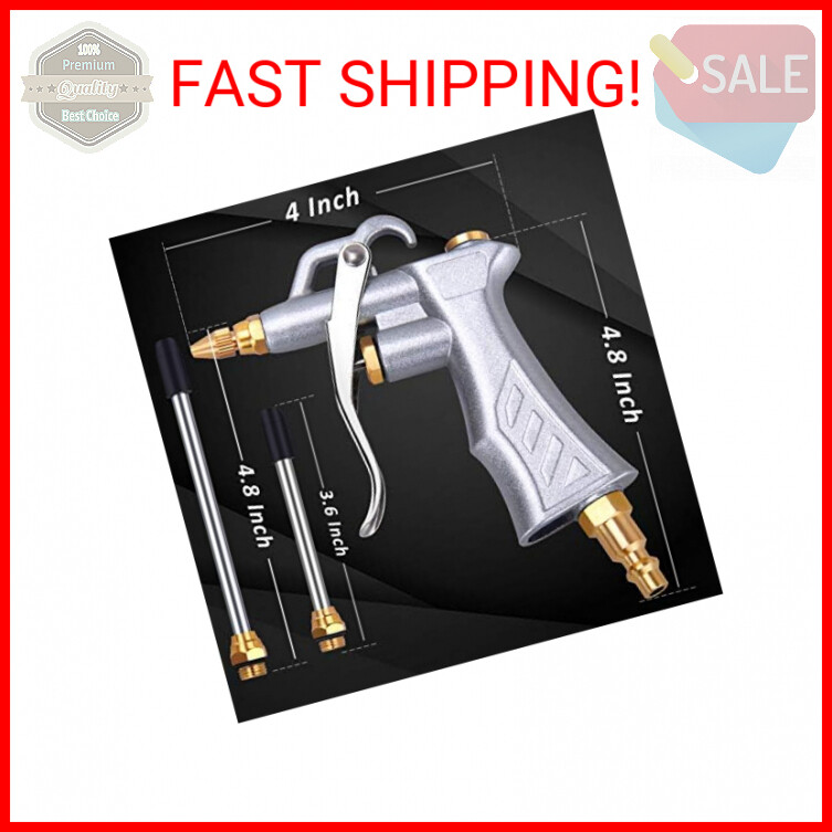 JASTIND Industrial Air Blow Gun with Brass Adjustable Air Flow Nozzle and 2 Stee