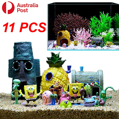 11PCS Fish Tank Ornaments Aquarium Decorations Fish Bowls SpongeBob  Squarepants