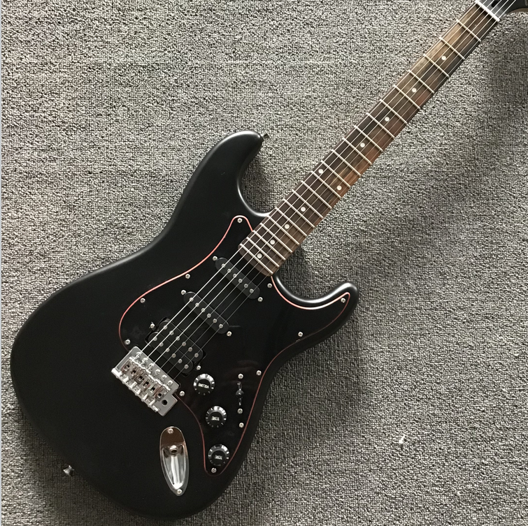 ST Electric Guitar Matte Black Color 3S Pickups Rosewood
