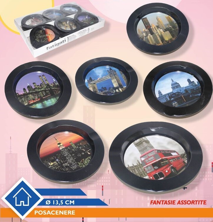 Set 24 Pz Posacenere In Metallo Pub Ashtray Portacenere Rotondo Citta' dfh