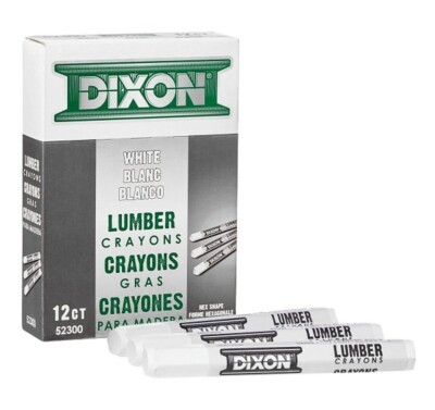 DIXON LUMBER CRAYONS 12 PACK WHITE #52300 HEX SHAPE FAST SHIPPING!!! 8547648