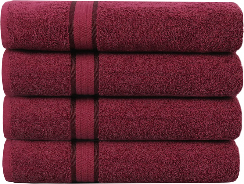 COTTON CRAFT Ultra Soft 4 Pack Oversized Extra 4 Bath Towels, Burgundy
