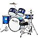 Mendini Kids Starter Drum Set w/ Bass, Toms, Snare & Other Kits - Blue Metallic-