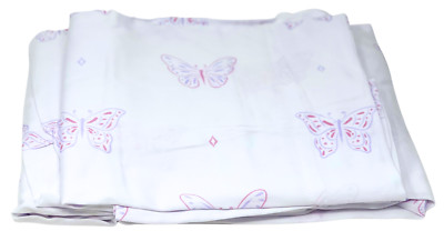 Hillcrest 100% Cotton Twin Size Butterfly Fitted Sheet and 1 Std. Pillowcase NEW