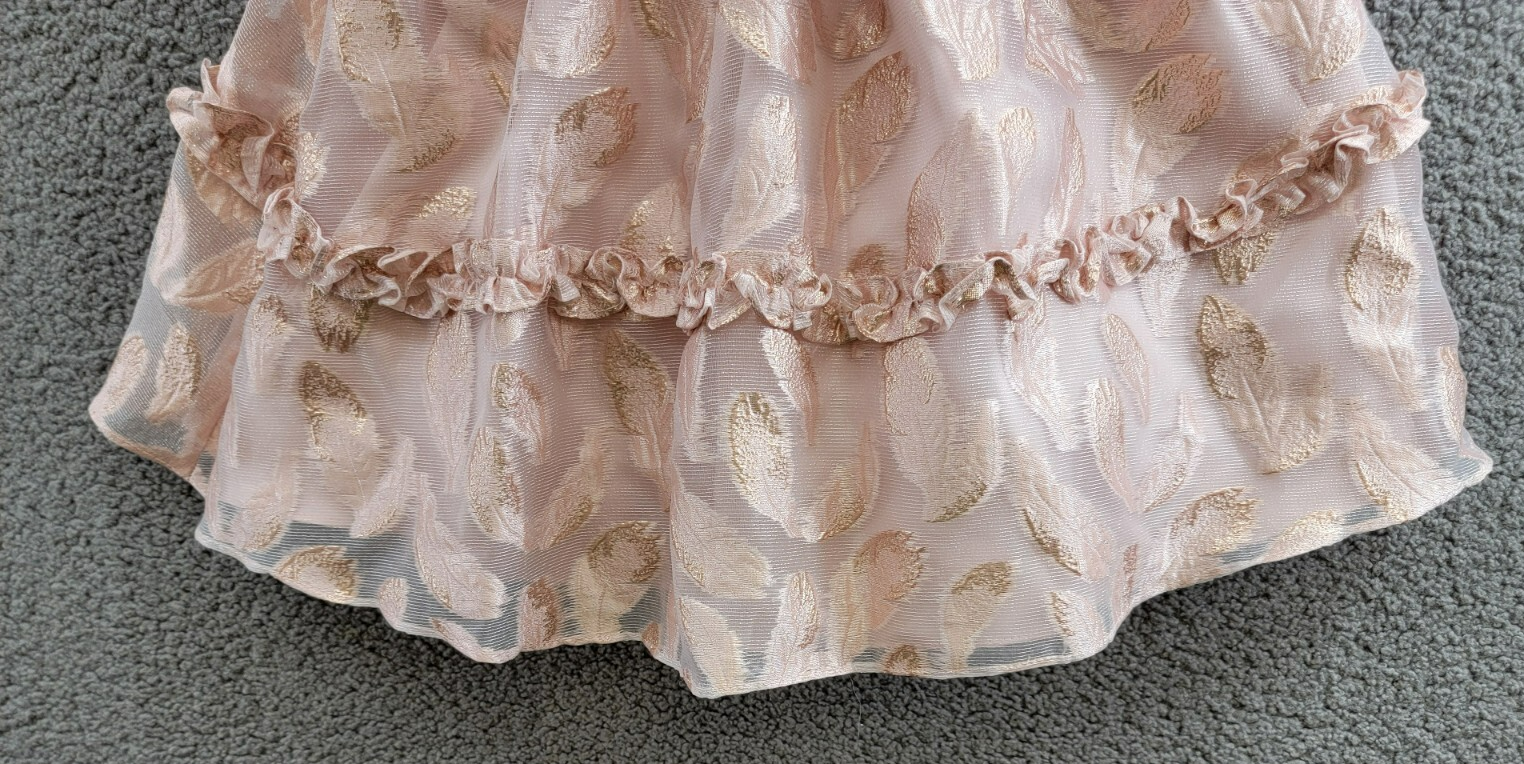 Rare Editions Puff-Sleeve Burnout Organza Dress Little Girls' 5 Blush Back Zip - Picture 4 of 16