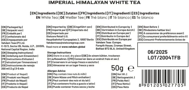 VAHDAM, Imperial White Tea Leaves from Himalayas (25 Cups/1.76Oz) High Elevation