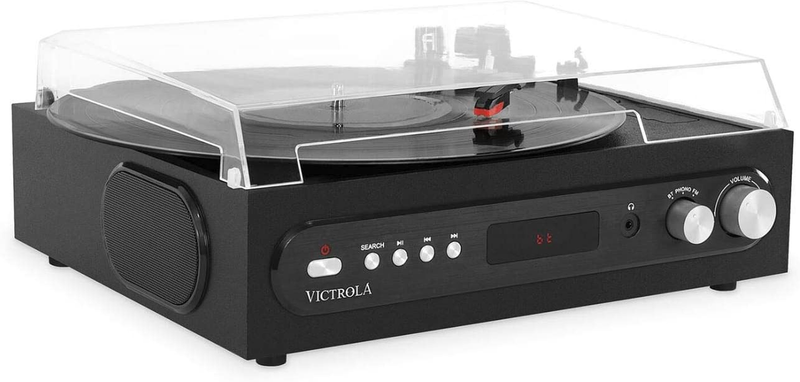 All-In-1 Bluetooth Record Player with Built in Speakers and 3-Speed Turntable Bl