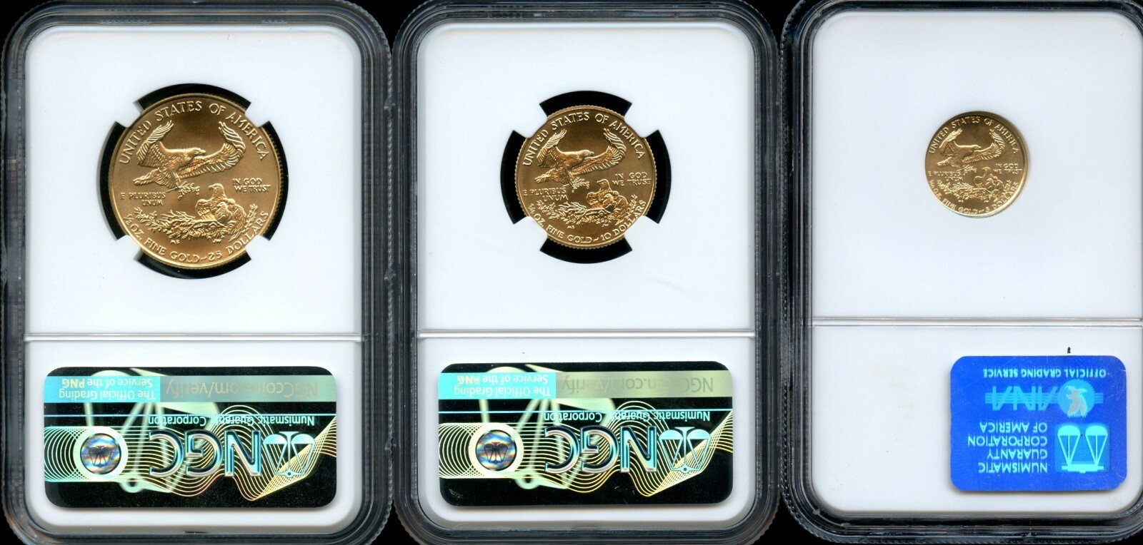 1998 American Gold Eagle $25,$10, $5 (.85 oz.) NGC MS 70 Registry Set Coins