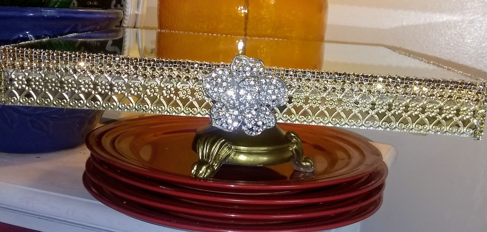Gold 12 inch Square Mirrored Wedding Cake Stand