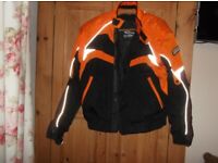  Black and Orange Textile Motorcycle Jacket