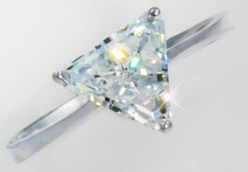 2 Ct Triangle Ring Vintage Brilliant Top Russian Cz  Moissanite Simulant Size 11