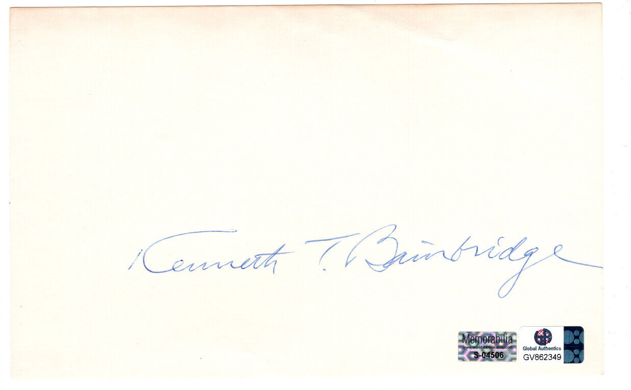 Kenneth Bainbridge Signed Index Card Autographed / Physicist Kenneth Bainbridge Signed Index Card Autographed / Physicist