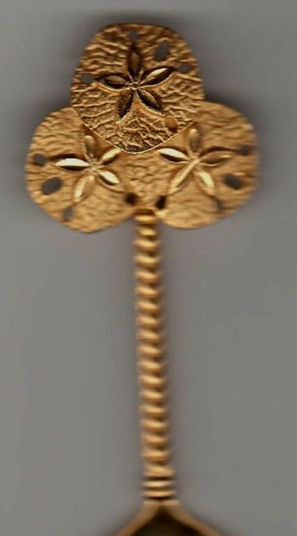 Oregon Coast Trip Sand Dollars Goldy Souvenir Spoon Gold Sand Dollar Good Luck