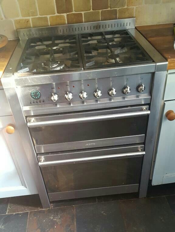 Smeg A425 stainless steel , dual fuel,gas hob, double electric oven