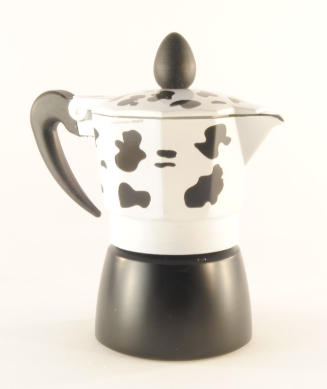 Caffettiera mucca moka 1 tazza bianco nero macchina caffÈ alluminio per espresso