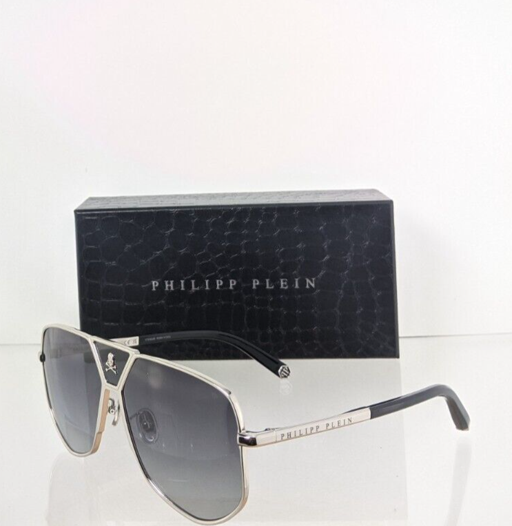 Pre-owned Philipp Plein Authentic  Sunglasses Spp 009 Col 0579 Power Skull Spp009 Frame In Gray