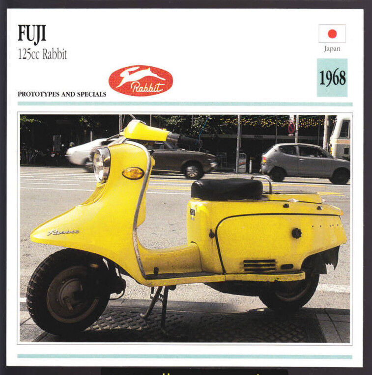 1968 Fuji 125cc Rabbit (123cc) Scooter Moped Japan Motorcycle Photo Spec Card