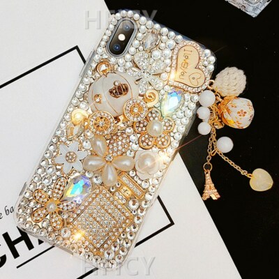 Luxury Bling Diamonds Soft  Case With Lanyard For APPLE  Motorola Samsung LG