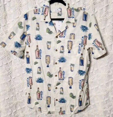 True Craft Shirt Mens M Button Up Agave Tequila Bachelor Trip Beach Vacation NWT