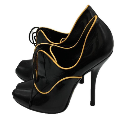 GUCCI women's peep toe lace up ankle boots pumps in black size 36 used |  eBay