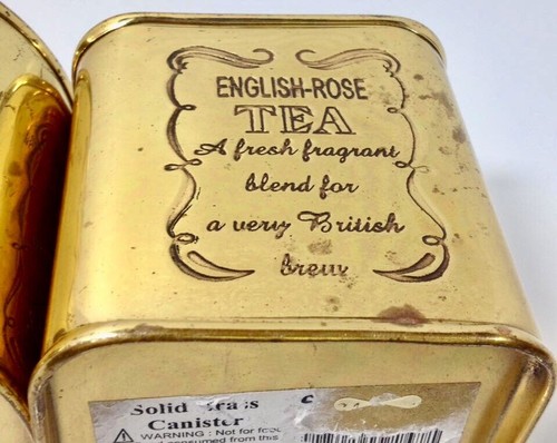 CANISTERS Brass Set Of 3 Sugar Coffee Tea Round Square Oval