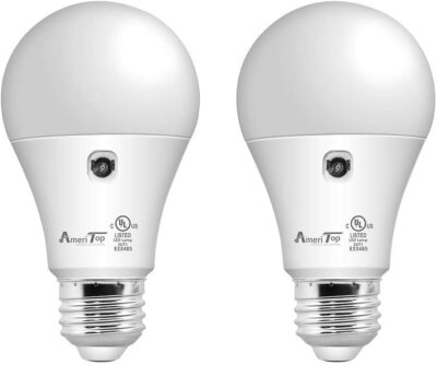 2 Pack 5000K Dusk to Dawn Light Bulbs; 10W(60W Equivalent) UL Listed, A19, E26