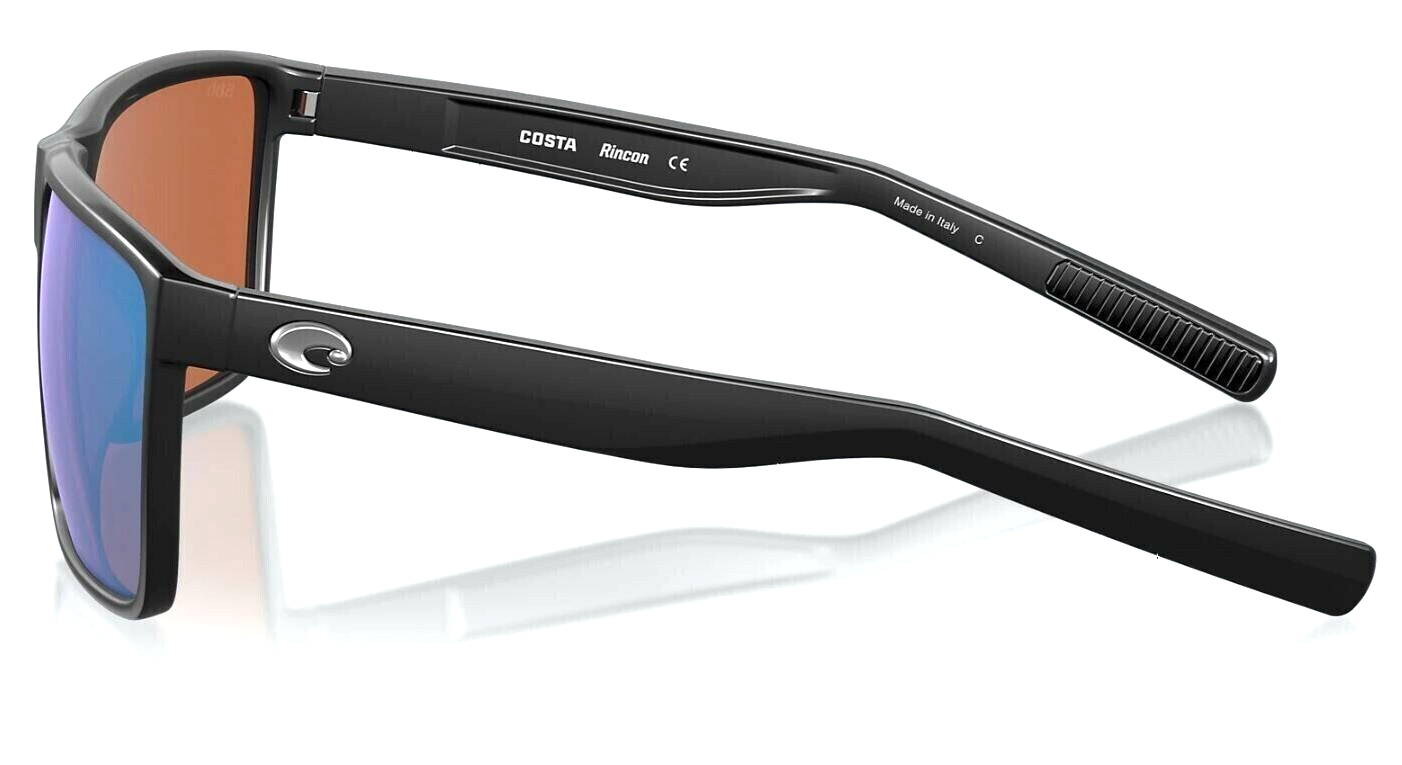 Pre-owned Costa Del Mar Rincon Black Polarized Green Mirror 580 Glass Sunglass 06s9018
