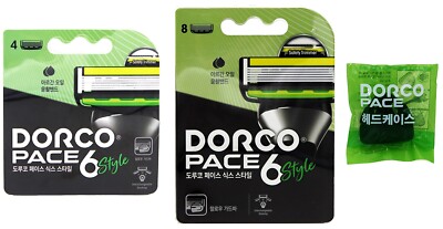 Dorco Pace 6 Style Blades Travel Cover 12 Refill Cartridges