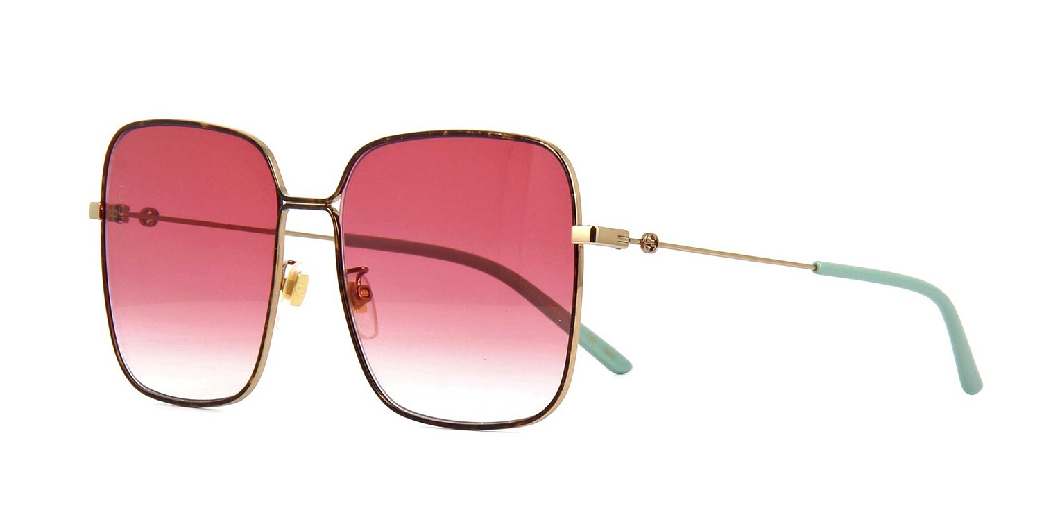 Pre-owned Gucci Gg0443s Havana Gold/red Shaded (003) Sunglasses In Purple