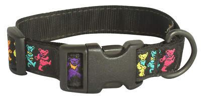 Grateful Dead Dancing Bears Adjustable Dog Collar 3/4-inch wide for Little Dogs 