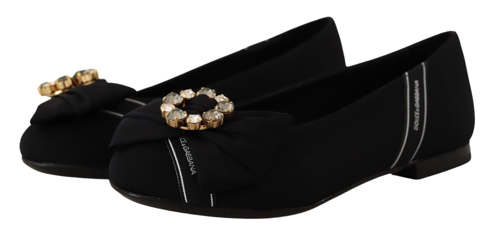 

DOLCE - GABBANA Детская обувь Черные балетки Charmeuse Bow Crsytal s.Tag 31 550 $, Черный