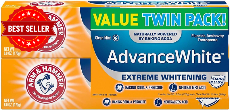 Advance White Extreme Whitening Baking Soda and Peroxide Toothpaste, 6 Ounce, Tw