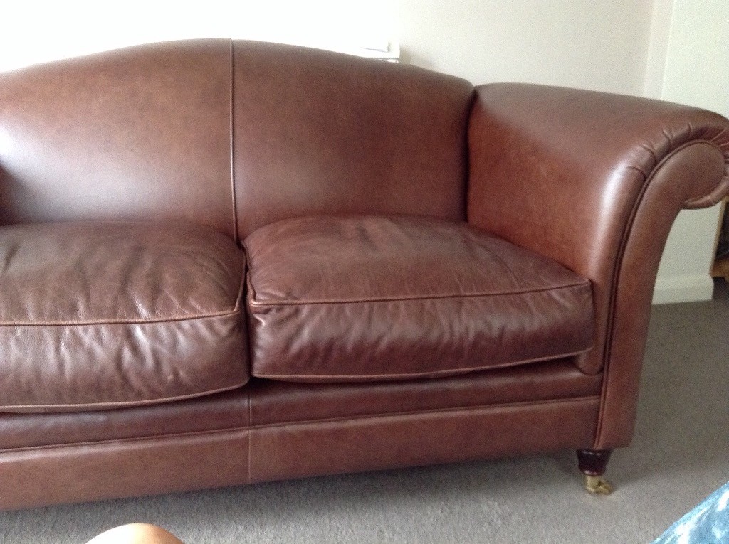 Beautiful Laura Ashley Leather Sofa in Scarborough, North Yorkshire