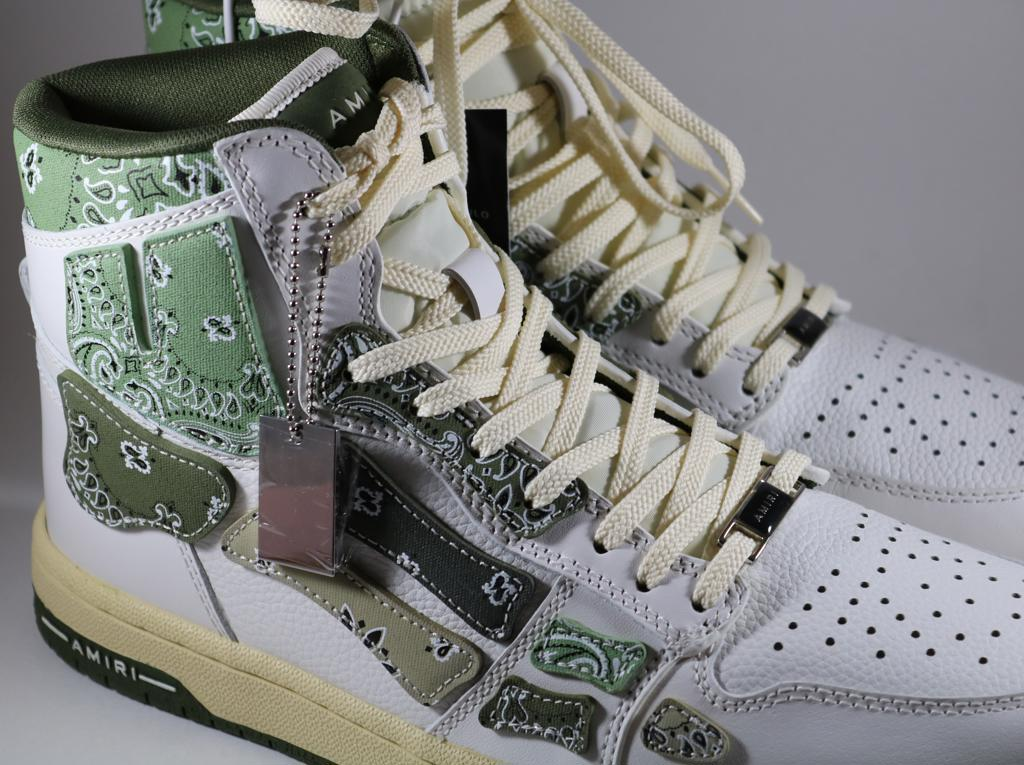 Pre-owned Amiri Skel Top Bandana Print Hi Sneakers 42 43 In Green