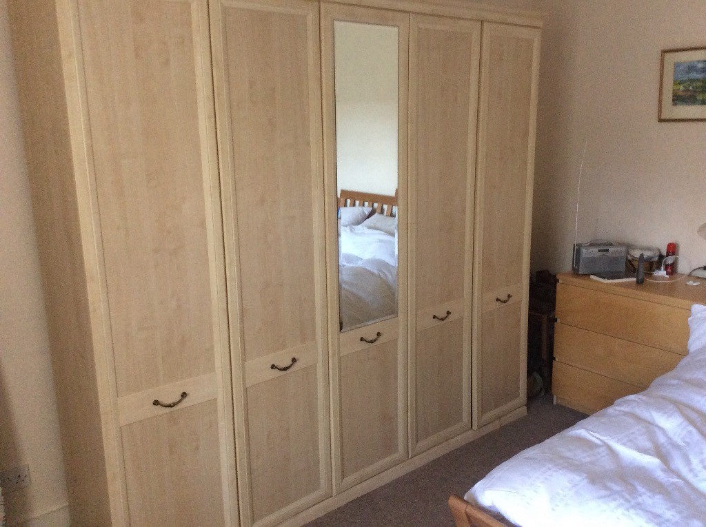 Wardrobes 2 Double And One Single With Mirrored Door And Shelving