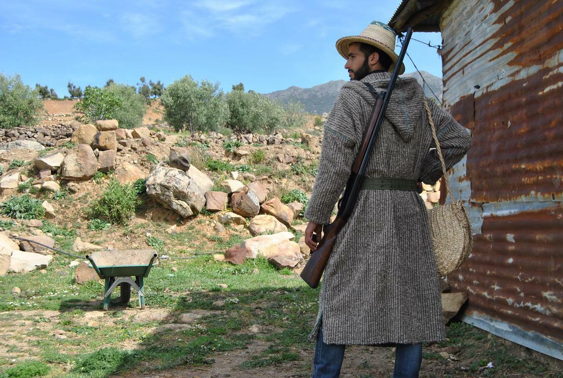Pre-owned Handmade Wwii Uniform Army Coat, 1945 Jacket, Reproduction Vintage Djellaba Goumier, Gray