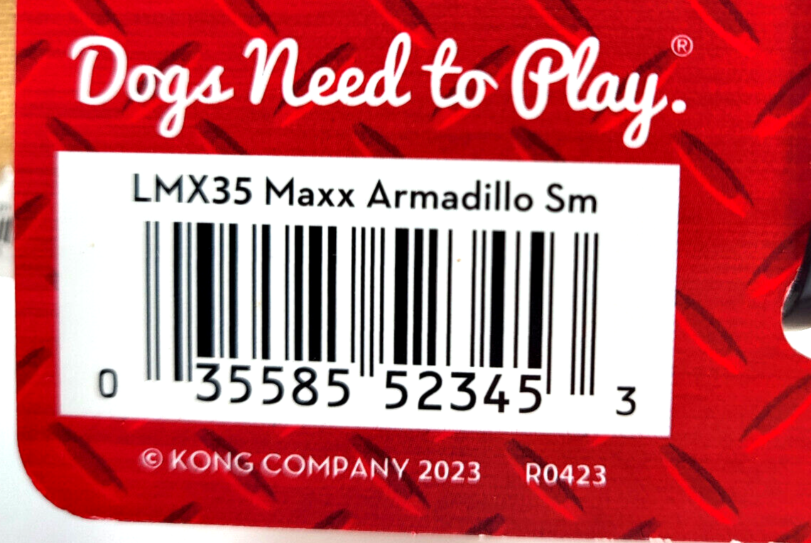 KONG Maxx Armadillo Small Squeaky Puncture Resistant Soft Durable Dog Fetch Toy