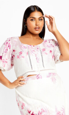 City Chic Ladies Isabella Crop Hemline Top size 14 XS Colour  Floral