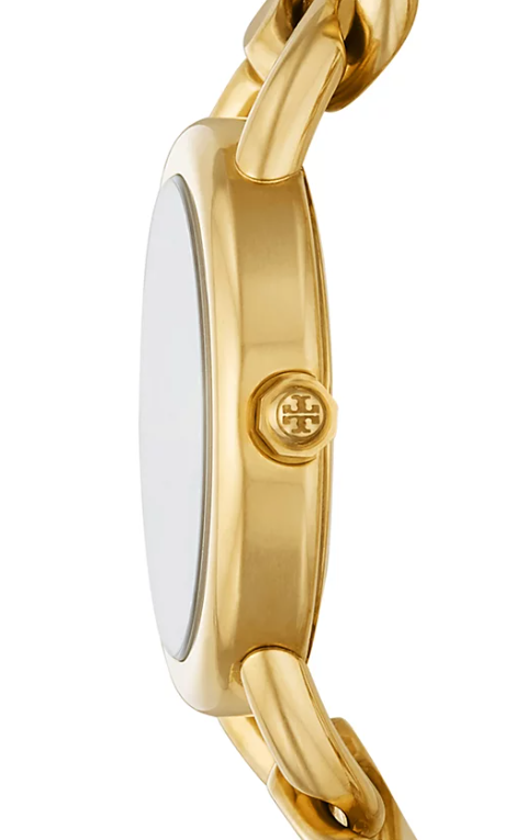 Pre-owned Tory Burch Ravello Goldtone Stainless Steel Link Bracelet Watch 32mm Tbw7212