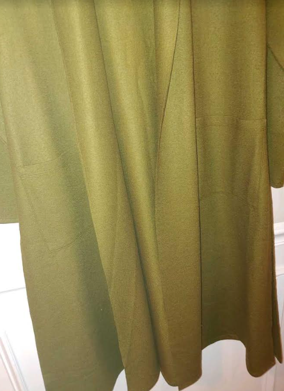 Pre-owned Eileen Fisher High Collar Litewigt Boiled Wool Jersey Jacket Serpentine Green S In Serpenine Green
