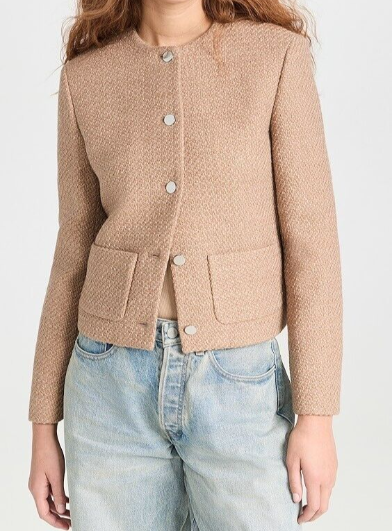 NEW Theory Holiday Tweed Cropped Jacket in Palomino SZ 14 #S7370