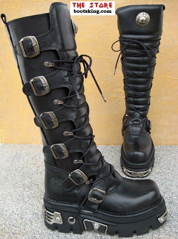NEW ROCK BOOTS ROCK BOOTS CHEWABACA 272-S1 GOTHIC BIKER SCHWARZ GRÖSSE 38 BIS 46