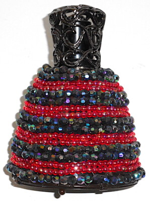 Unique Wick Catalytic Essential Oil 6 1/2'' X 5'' Beaded Opal Onyx Red Burner Lamp