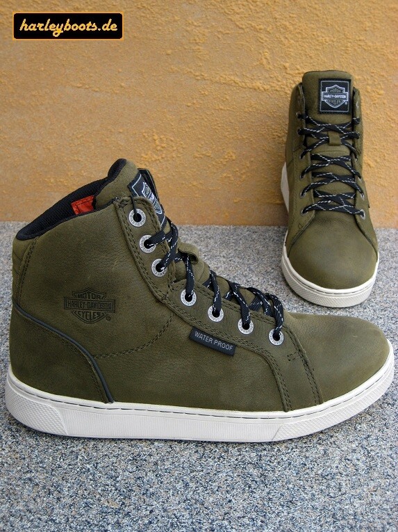 HARLEY-DAVIDSON HARLEY DAVIDSON WASSERDICHTE SNEAKER MITRIC OLIVE KULT BIKER BOOTS GR. 40 BIS 46