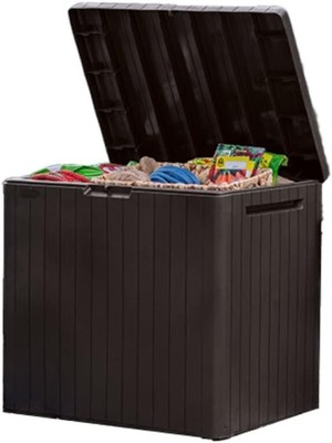 Keter City 30 Gallon Resin Deck Box for Patio Furniture, Pool Accessories,